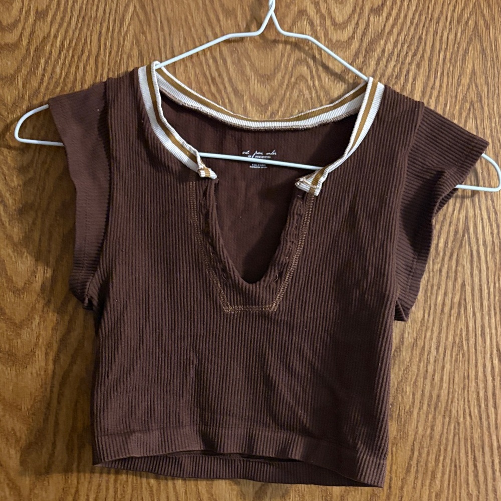 Urban Outfitters Brown Ribbed Crop Top